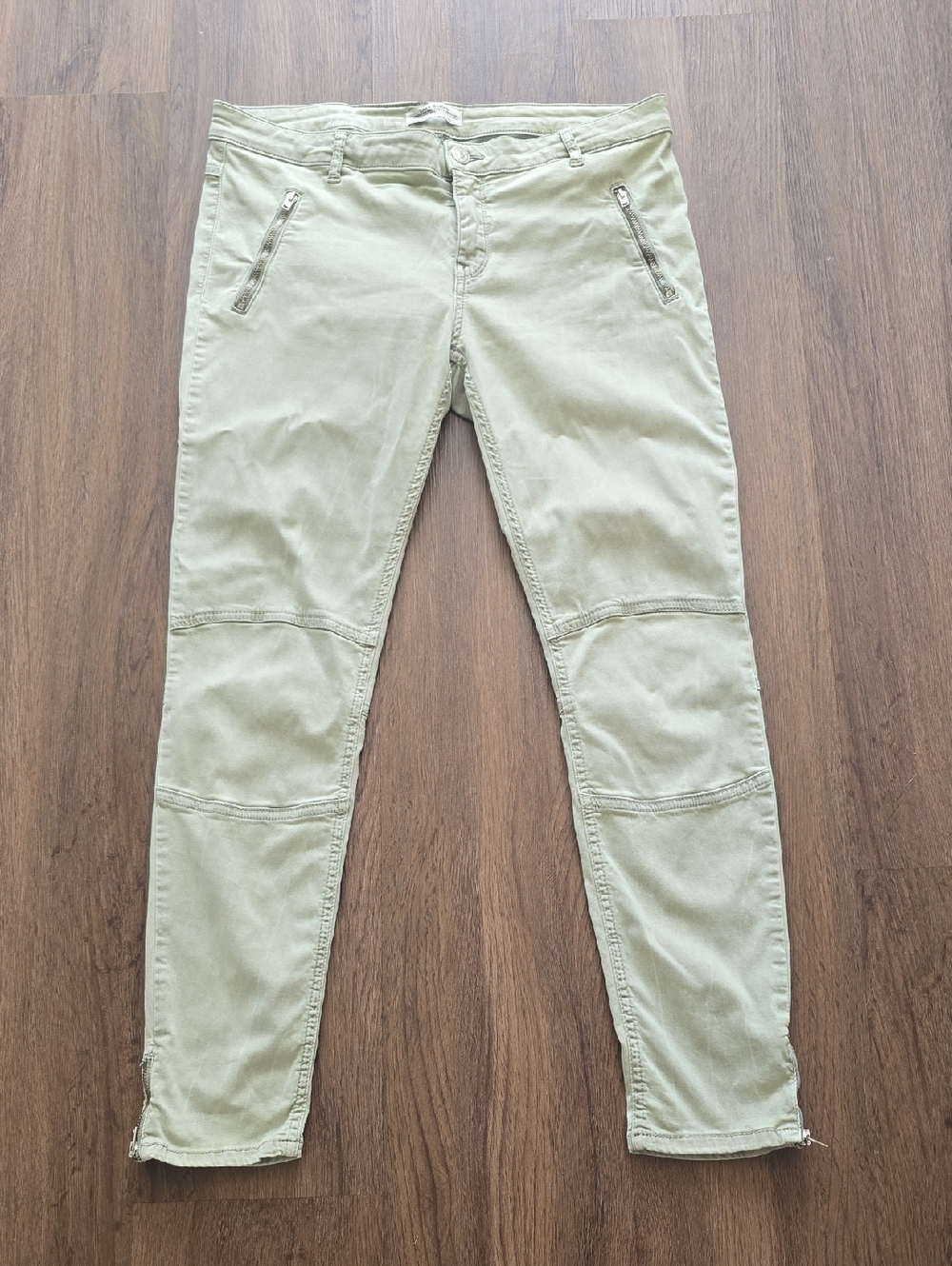 Zara Woman Olive-Tone Denim Jeans